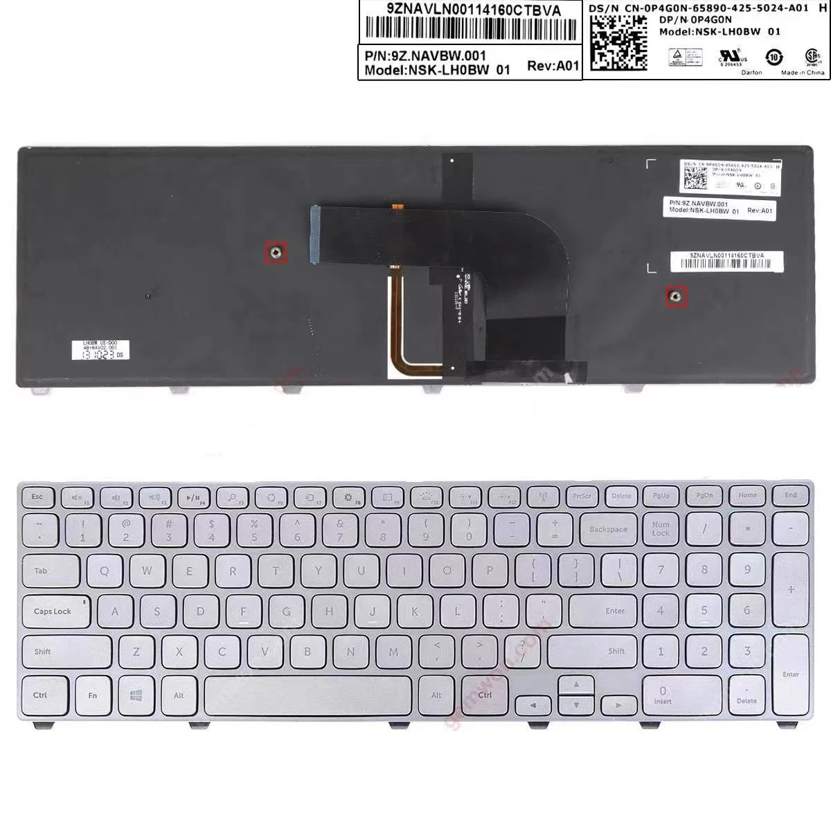 

New English US Keyboard For Dell Inspiron 17-7000 17-7737 17 7000 7746 7737 With Backlit Silver