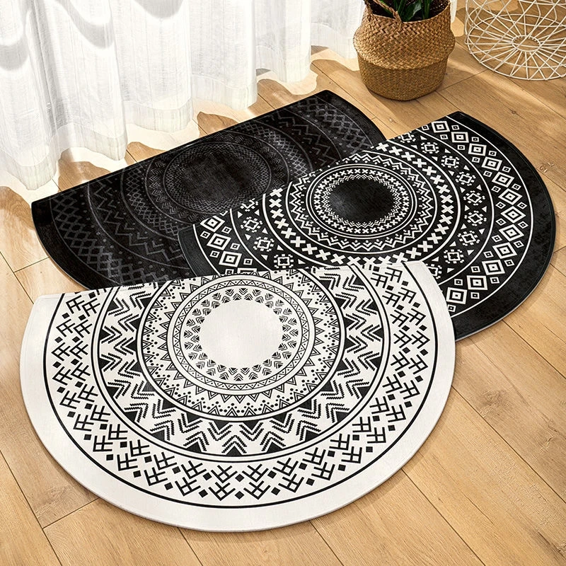 Nordic semicircle entrance door mat geometry Bohemia bathmat soft non-slip welcome floor mats white black graphics rug bedroom floor mat,non slip mat,door mat,fun doormat