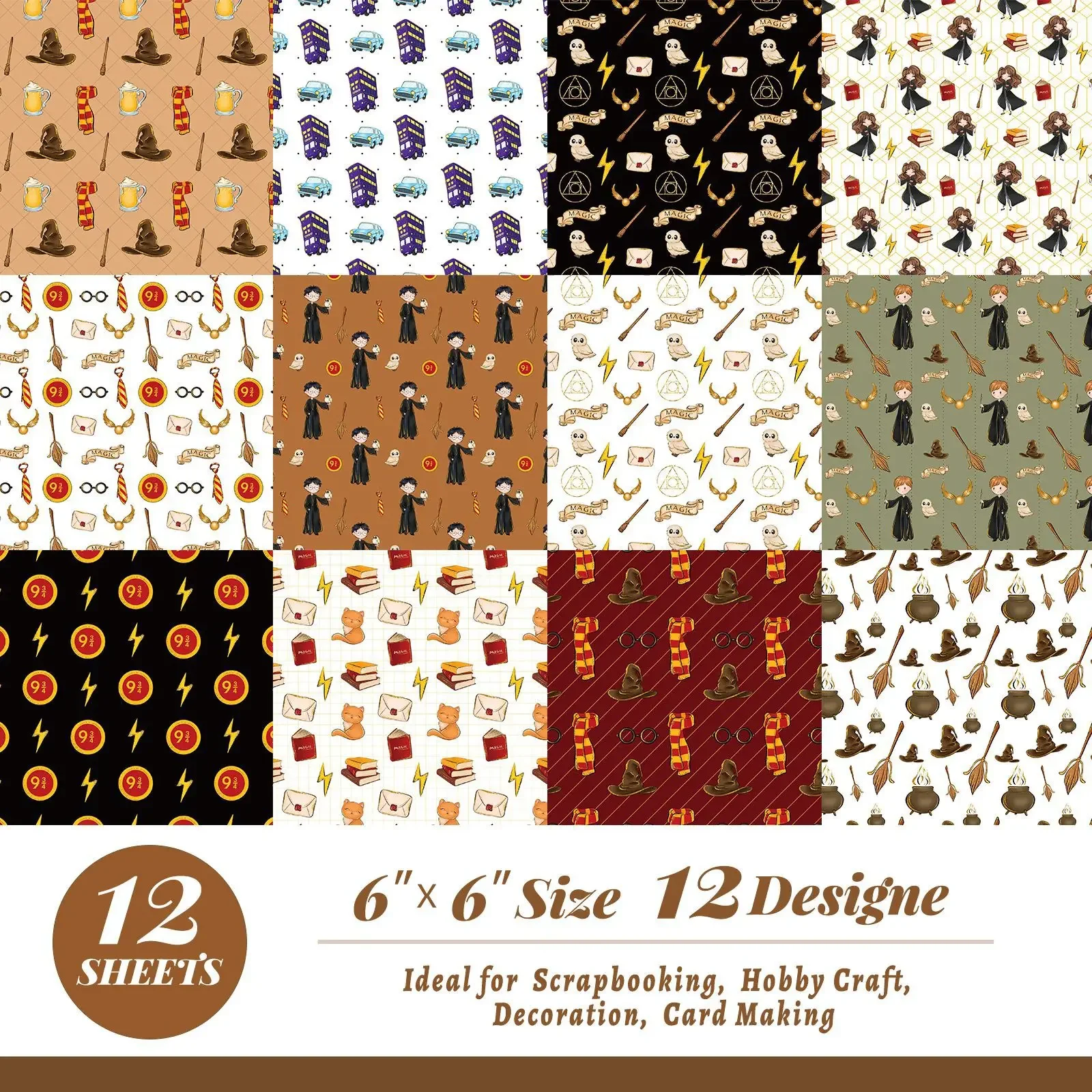 12 דפים חדשים / חבילה של הארי פוטר קסם רטרו רקע חשבון ידני נייר חיתוך חומרים