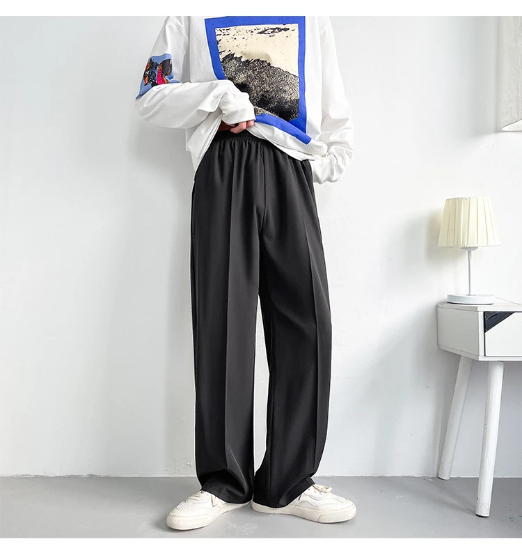 men blazer Gray/Blue/Black Suit Pants Men Fashion Society Mens Dress Pants Korean Loose Straight Wide Leg Pants Mens Formal Trousers M-3XL blazer suit