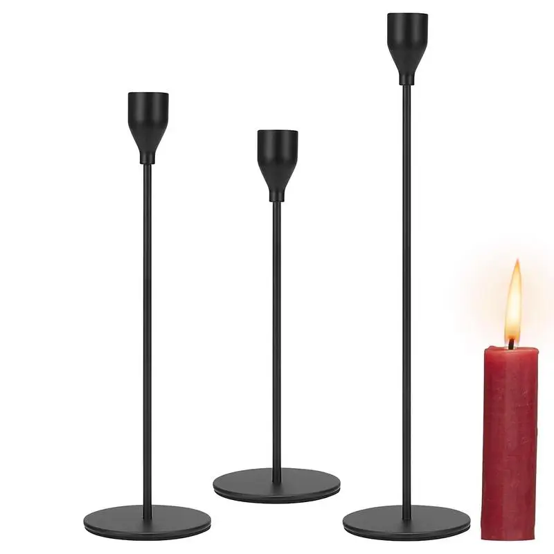 

Modern Candle Holder 3 PCS Taper Candle Holder Set Iron Candlestick Holders With Anti-Slip Base For Wedding Anniversary Home