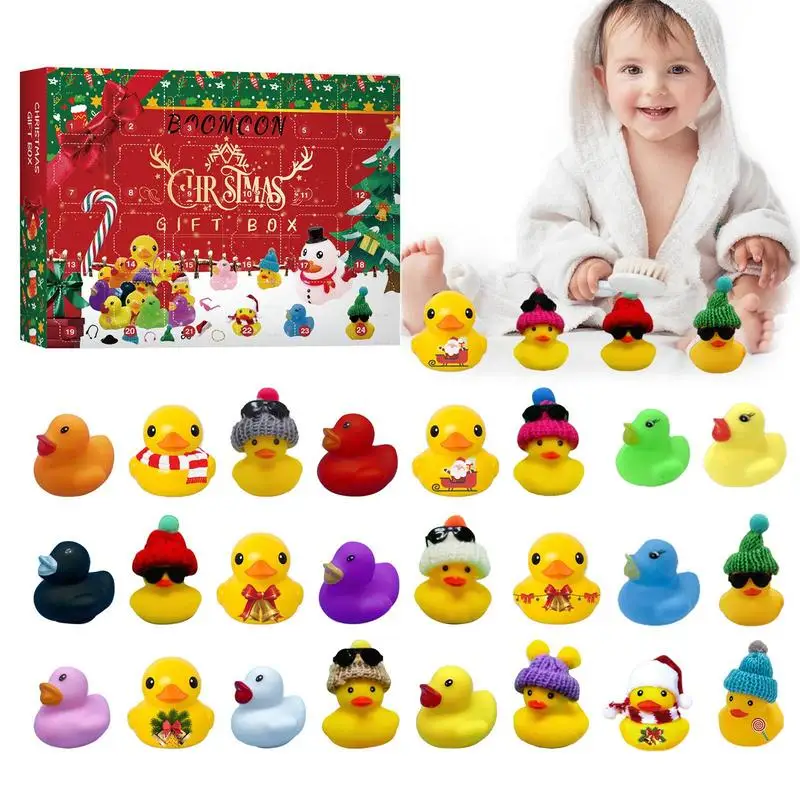 

24 Days Of Christmas Advent Calendar 24 Pcs Cute Duckies Bath Toys Set For Kids Party Supplies For School Carnivals Outdoor Play