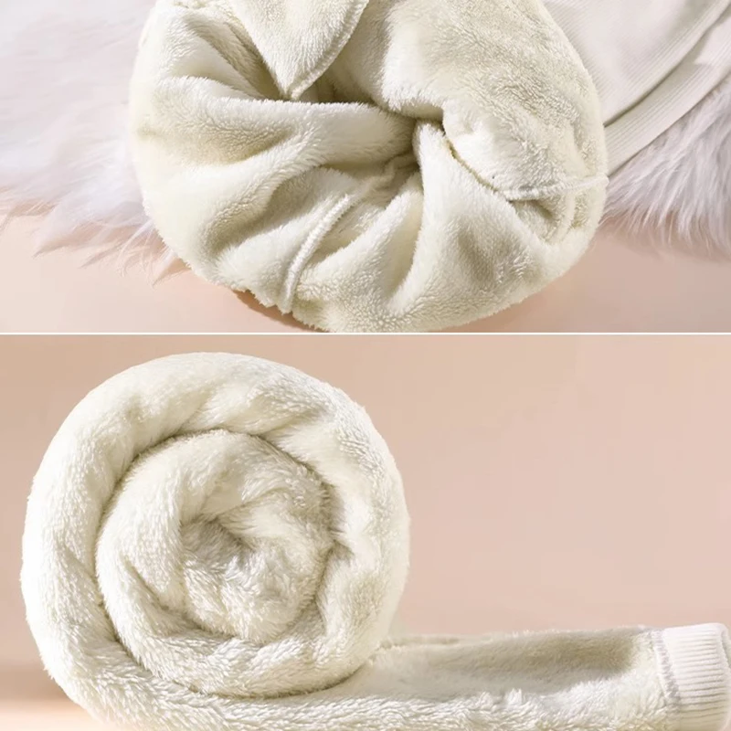 Lambwool Winter Wide Leg Pants Women Solid Drawstring High Wasit Baggy Trousers Snow Wear Plus Velvet Fluffy Casual Pantalones