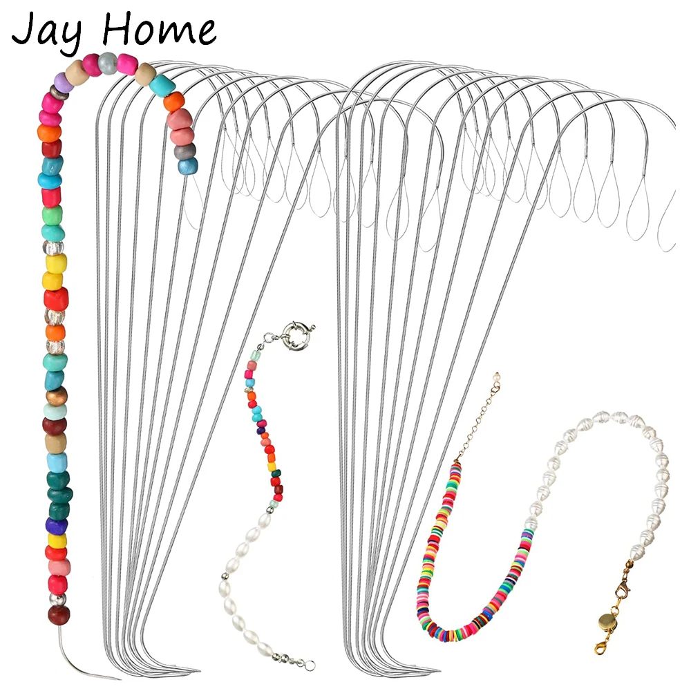 5PCSLargeEyeCurvedBeadingNeedles53InchFlexibleBeadingNeedle