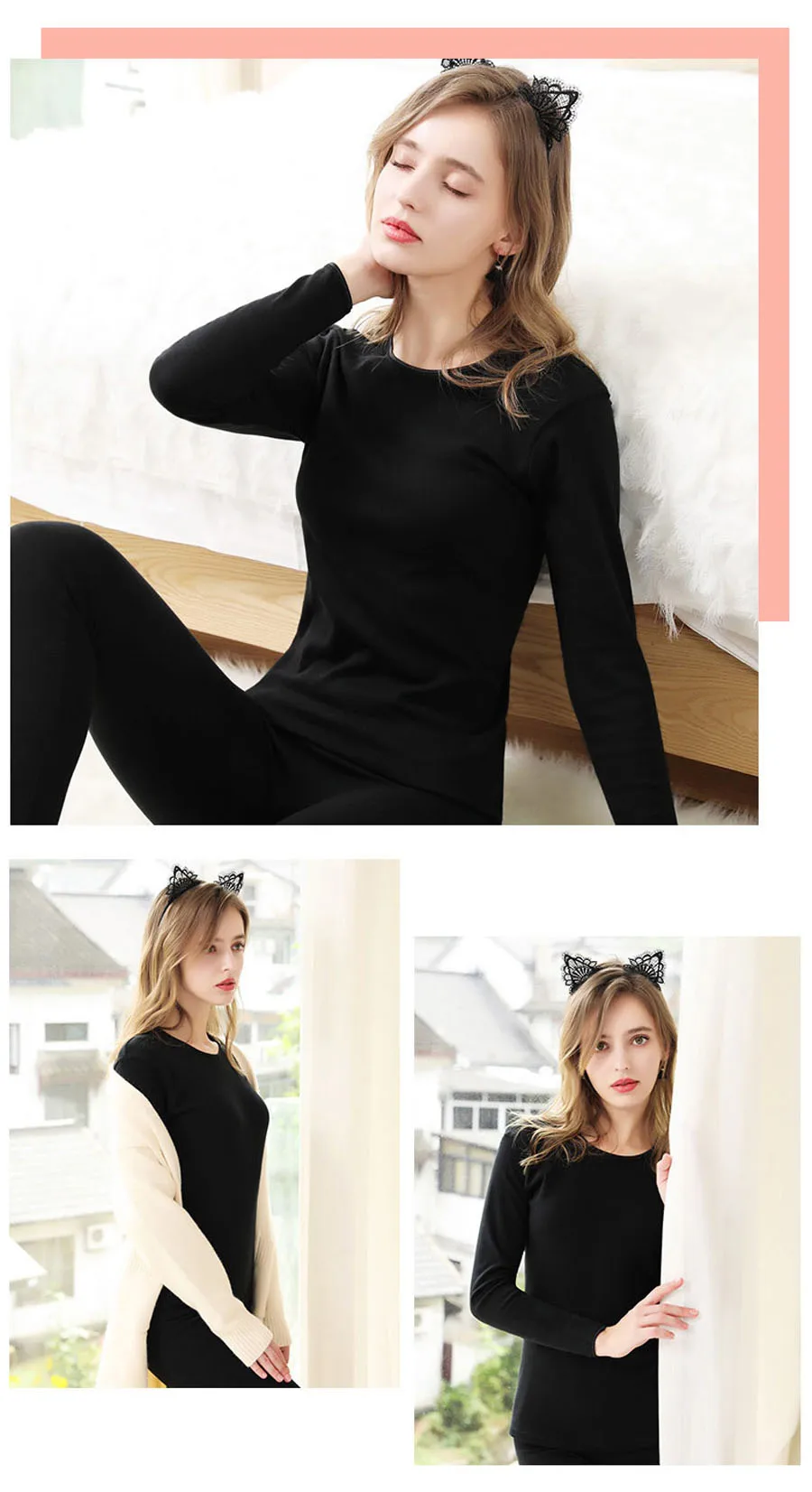 Description Picture 4 of itemWomen's Thermal Underwear Winter Clothes Sports Yoga Warm Lingerie Women Thermal Clothing Set Women Underwear Set 2 Pcs