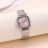 simple square dial women steel dress wrist watch 4