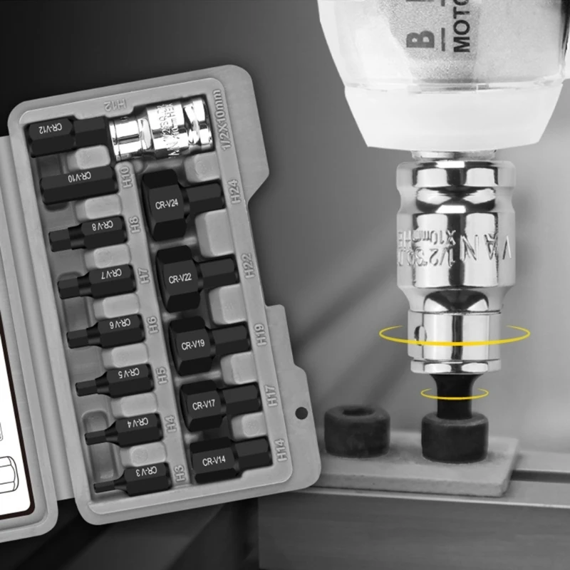 사용하기 쉽고 경화된 크롬강 B03D를 보관할 수 있는 편리한 육각 비트 임팩트 소켓 세트