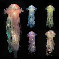 Jellyfish Colorful Nightlight Button Battery Hanging Ceiling Lantern with Ribbon&Bead LED Bulbs for Children Bedroom 2