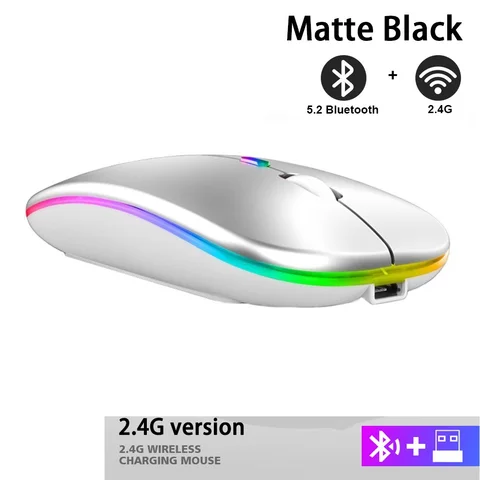 Wireless With USB Rechargeable RGB Mouse BT5.2 For Laptop Computer PC Macbook Gaming Mouse 2.4GHz 1600DPI