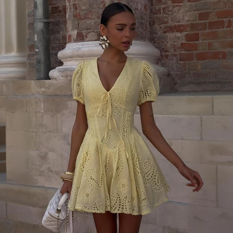 chinese dress ladies Yellow High Neck Lace Midi Dress – AX Paris main image 1