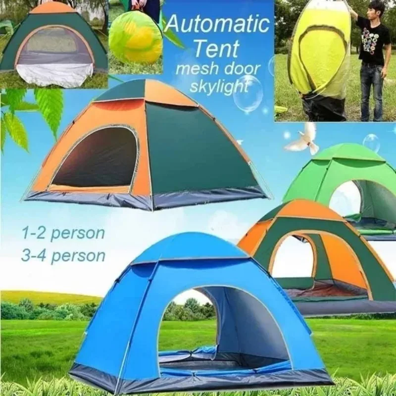 

Tent for 1-2-3-4 People Outdoor Fully Automatic Camping Folding Tent Beach Easy Speed Open Double Camping Equipment Nature Hike