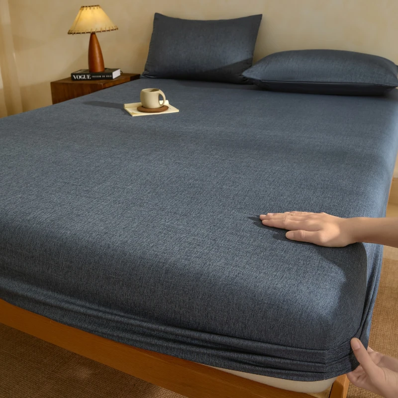 New Arrivals Bamboo Fiber Fitted Sheet Plain Style Bed Cover Skin-friendly Mattress Cover Adults Kids Bed Sheets (No Pillowcase)