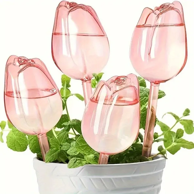 Pink tulip plant watering balls, suitable for indoor and outdoor plants, automatic plant drippers, and automatic watering 2