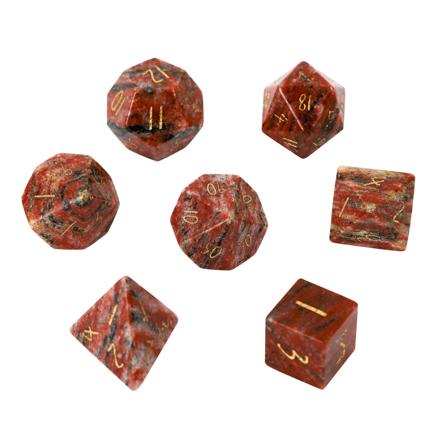 Entertainment Board Game Creative Three-Dimensional Polyhedral Dice D4 D6 D8 D10 D12 D20 Seven Piece Set Engraved Digital Dice