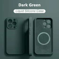Magnetic Liquid Silicone Phone Case with Magsafe Wireless Charging Compatibility - iPhone 13 Mini (Dark Green)