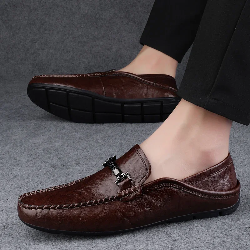 Men Breathable Casual Summer Shoes Hollow Out Men's Driving Shoes High Quality Male Business Genuine Leather Loafers leather shoes