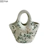 Flower Texture Ceramic Vase Handbag Shaped Flower Pots Desk Decoration Flower Arrangement Floral Vases Room Aesthetic Decor 6