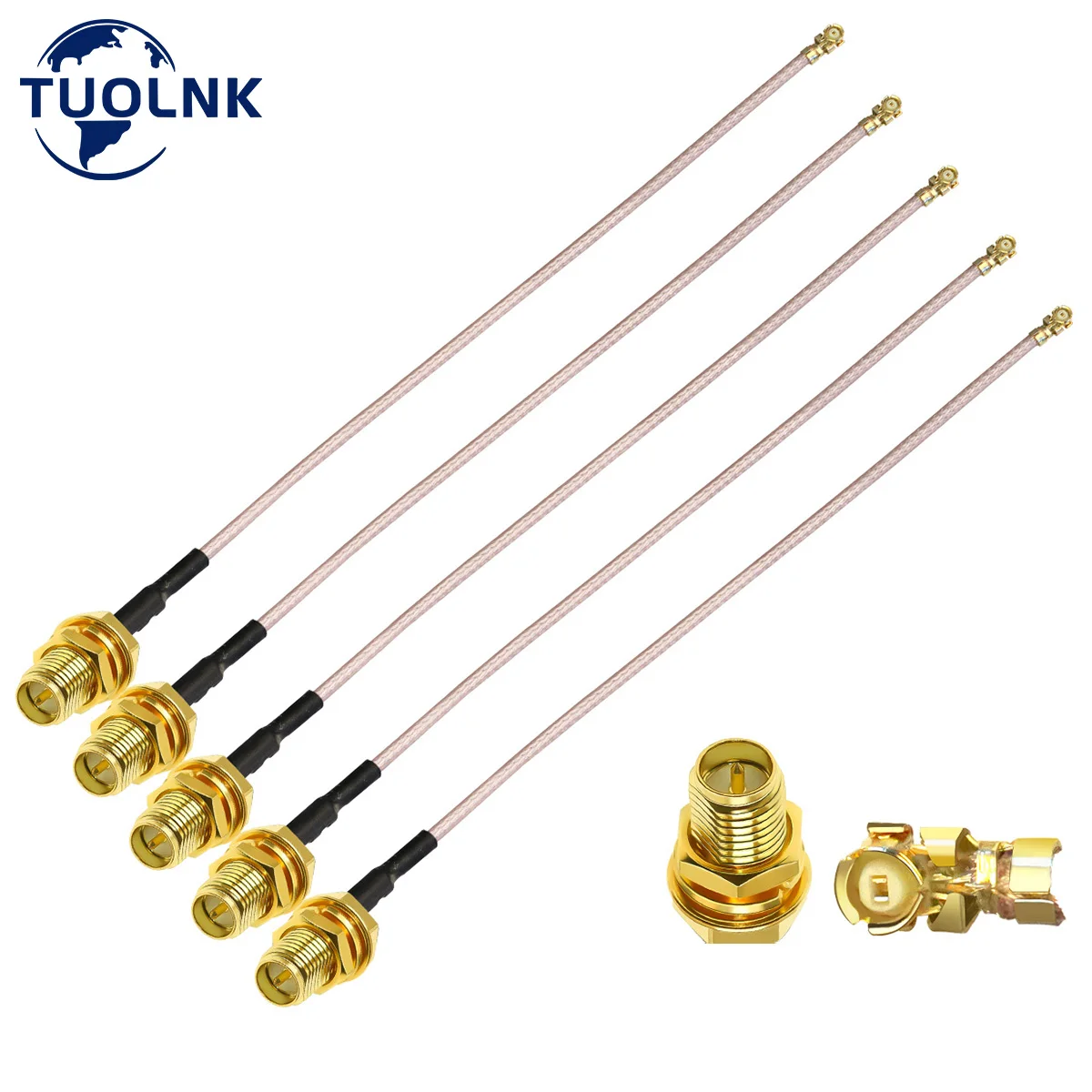 

5PackUFL SMA U.FL/IPX to RP-SMA Female Pigtail Coaxial Low Loss Cable Extension Antenna Coax Cable RG178