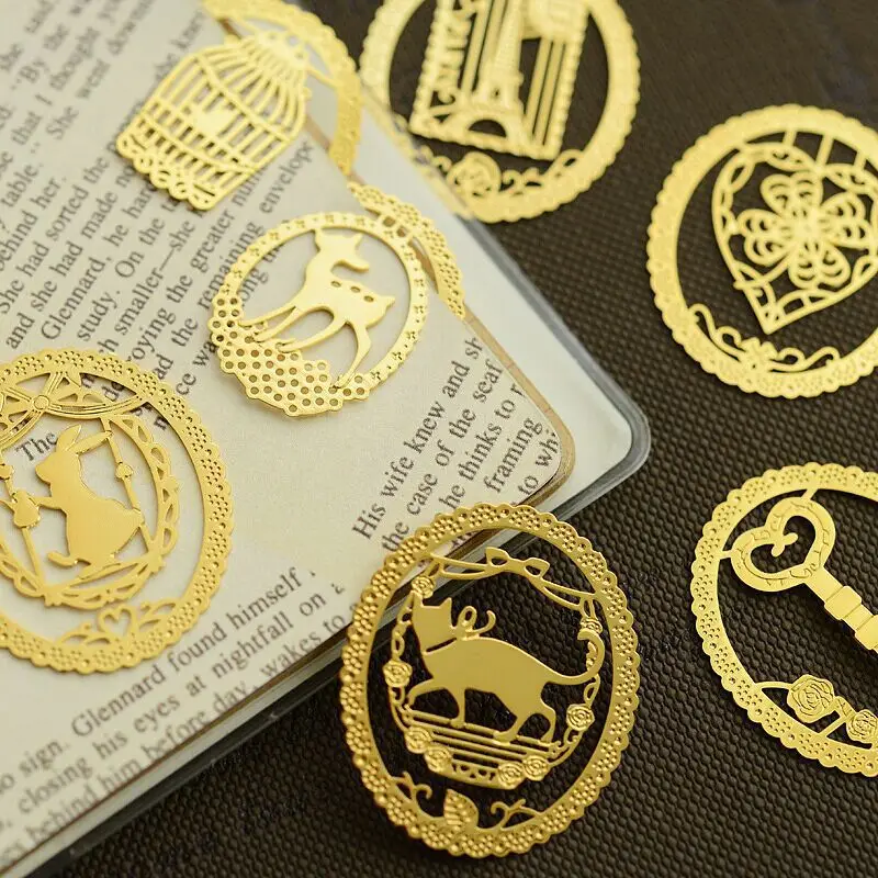 Metal Bookmark Animal Bookmark Bookmarks Stationery Supplies 7 pcs/lot Creative Animal Mini Metal Pendant