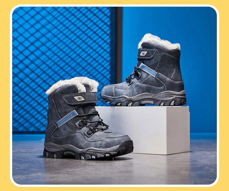 Winter Schnee Warme Pelz Jungen Sneaker Gummi Wandern Schuh Mode Kinder Schuhe Wasserdichte Leder Stiefel Kinder_voghion.com