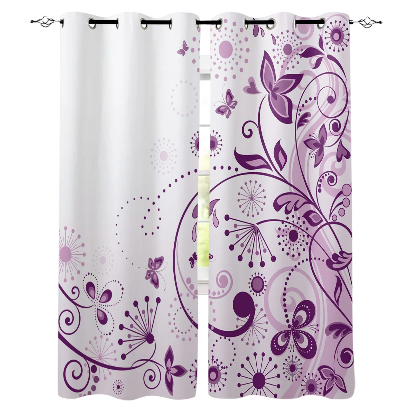 

Светонепроницаемые шторы с цветами, бабочками, ветвями, фиолетового и белого цветов, оконные шторы для спальни, гостиной, декоративные оконные шторы