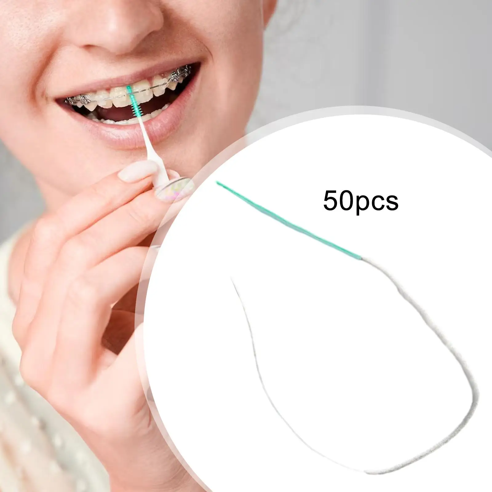 50 Pieces Dental Floss Threaders Essentials Tool Portable Maintaining Convenient for Braces Deep Clean Floss Interdental Floss