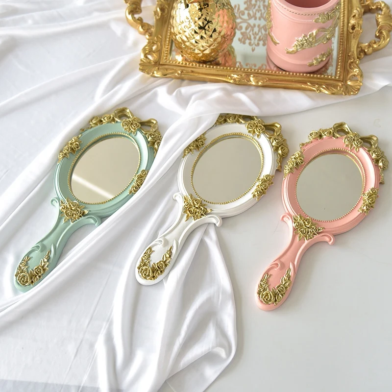

Милые Креативные винтажные зеркала для макияжа, искусственное зеркало с ручкой для подарков