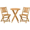 3 Piece Folding Acacia Wood Outdoor Patio Bistro Table and Chair Set 3