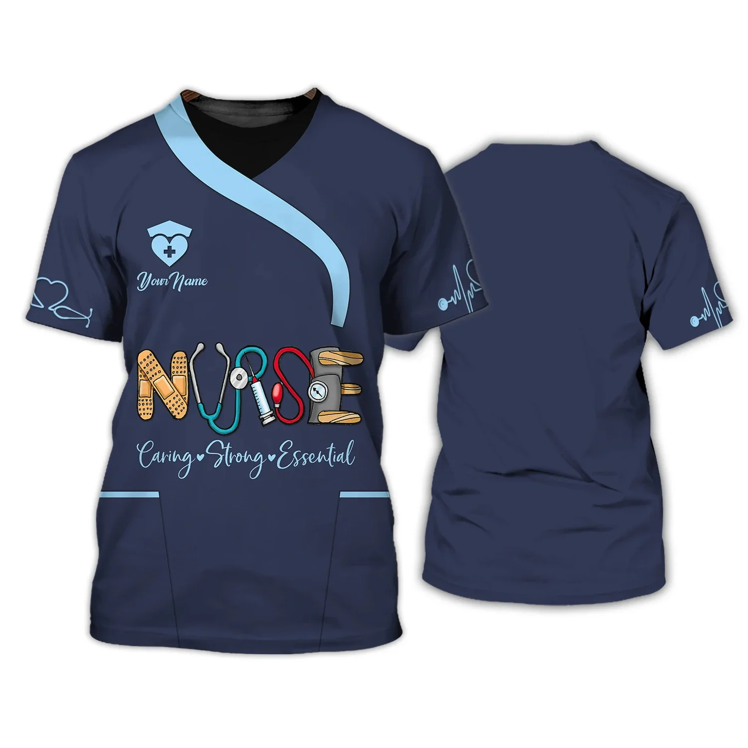 2025, Sommer-Herren-T-Shirt, Pflegewerkzeuge, personalisiertes 3D-gedrucktes Unisex-T-Shirt, Krankenschwester-Uniform, medizinische Peelings, lila T-Shirt DW186 – Detail 11