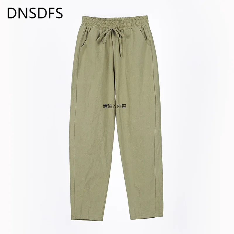 Women's Pants 2021 Autumn New Cotton Trousers Casual Harem Pants Loose Ankle Length Pure Color Pants Korean Ladies Leisure Pant