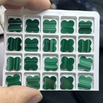 천연 녹색 말라카이트 네잎 클로버 보석 만들기, 8mm-16mm