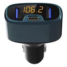 

Car Handsfree Kit Bluetooth-Compatible LED FM Transmitter Dual USB Car Charger Type-C Fast Charging High Quality