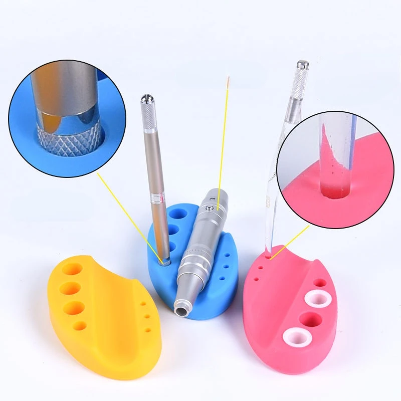 

1PCS Oval Silicone Tattoo Ink Pigment Cup Holder Embroidery Paint Cap Stand Microblade Pen Rack Eyebrow Makeup Machine Accessory