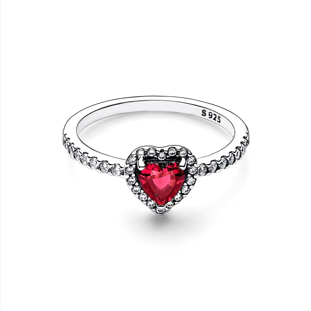 Glanzend Rood Hart Ring Pandora 925 Sterling Zilveren Sieraden Voor Dames Bruiloft Voorstel Jubileum Paar Ringen