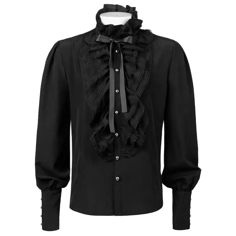 Medieval Ruffled Shirts for Men Renaissiance Steampunk Vintage Gothic Blouse Halloween Party Vampire Prince Poet Cosplay Costume