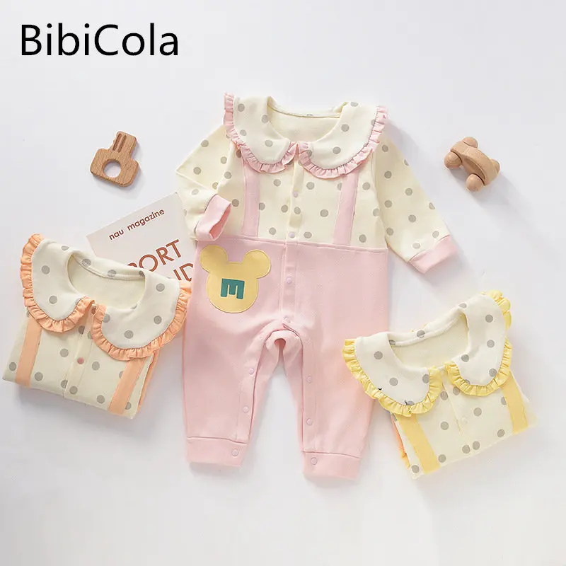 

Baby Autumn Winter Clothes Long Sleeved Warm Rompers Infant Boys Girls Bow Tie Cute printing Jumpsuit Climbing Pajamas Tracksuit