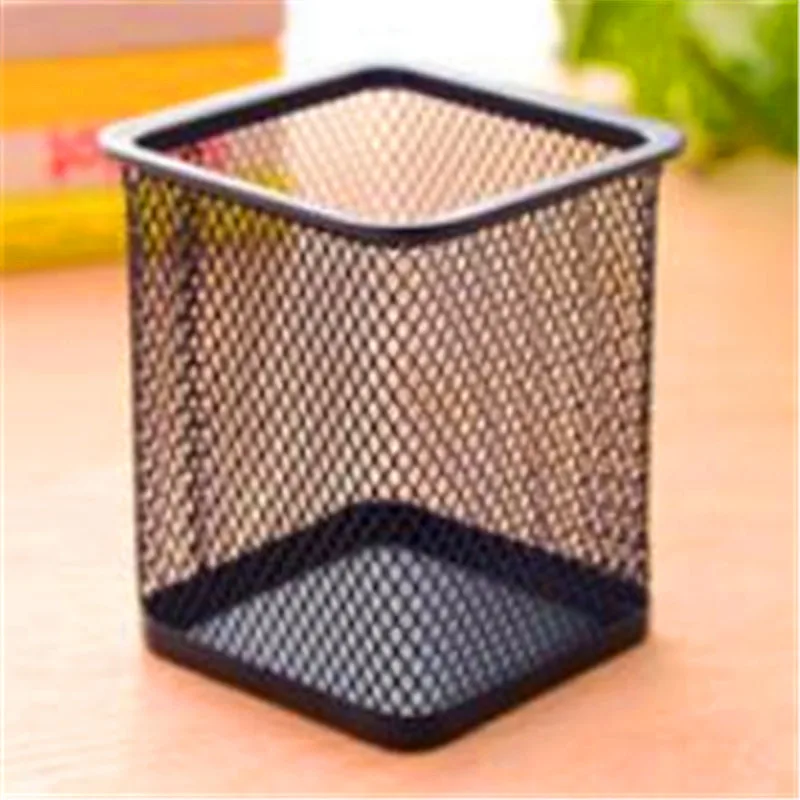 New Pencil Holder Office Desk Metal Mesh Square Pen Pot Cup Case Container Organiser Durable Pencil Case pen holder,stationery organizer,pen pencil case