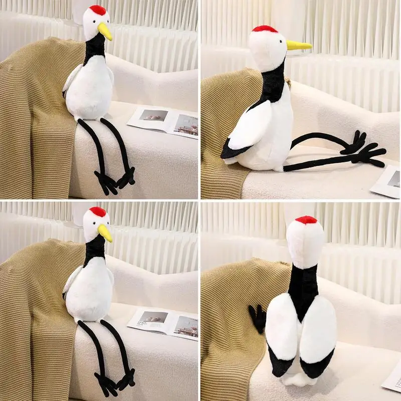 

Stuffed Animal Throw Pillow Stuffed Red Crowned Crane Throw Pillow Doll Realistic Details Sleeping Pillow for Living Room