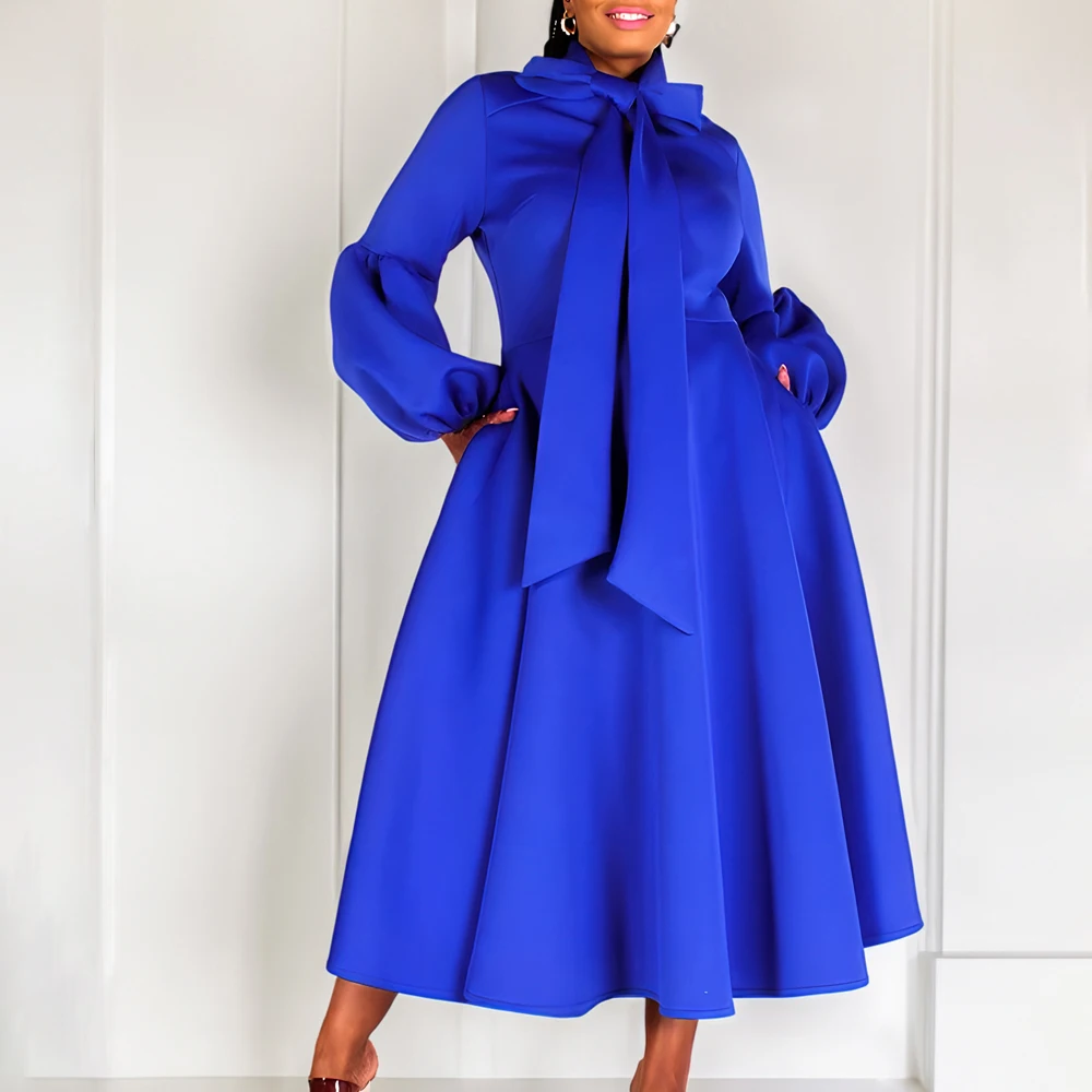 

New Blue Yellow Red Black Green Prom Dress Women Winter Outfits Long Sleeve Fashion On Sale Chubby Maxi Fall Dresses Full Length