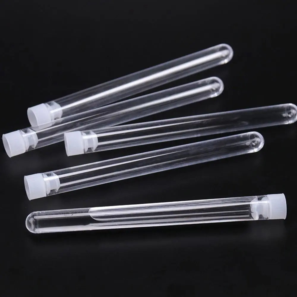 Plastic Test Tubes 10PCS Powder Craft Plastic Bottle with Cap Pill Liquid Capsule Storage Vials Sample Container 15x150mm Translucent Test Tubes