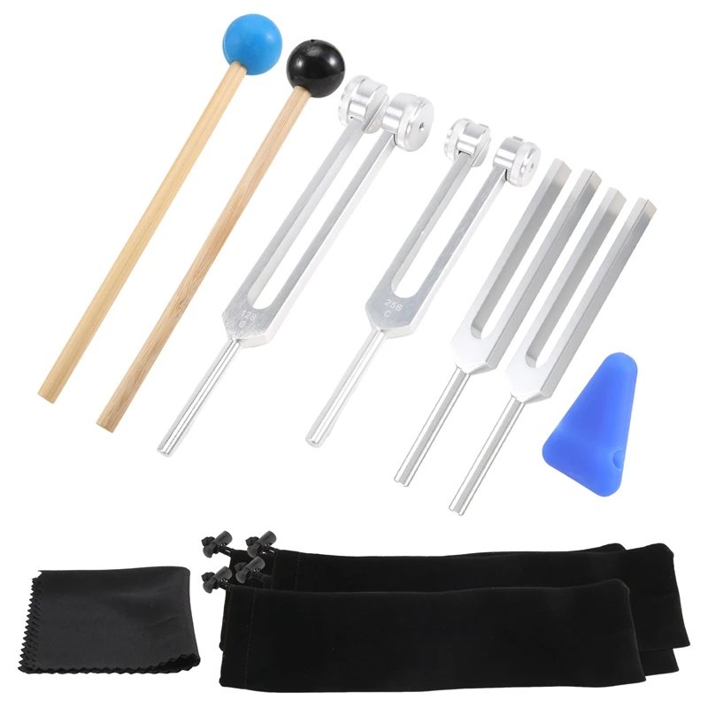 4 Pack Tuning Fork Set 128 Hz 256 Hz 512 Hz 528 Hz Tuning Fork Hammer Sound Healing Sound Vibration Tools tuning fork