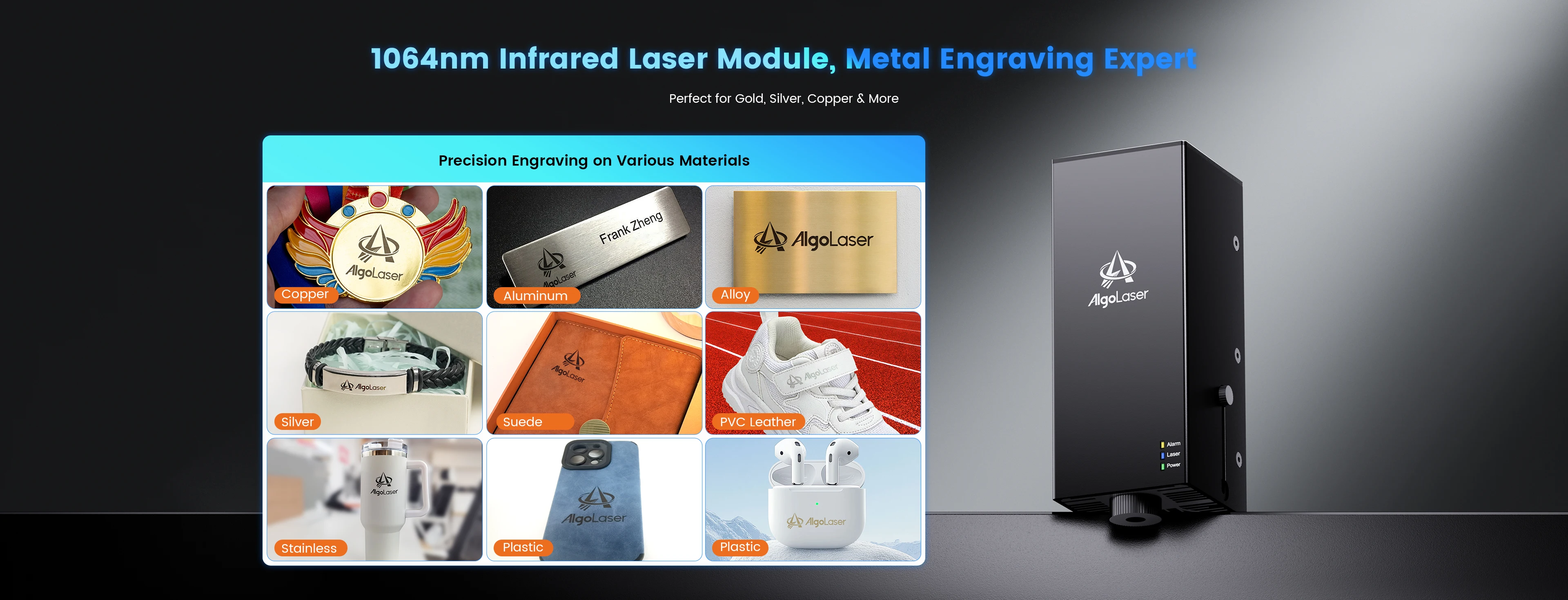 AlgoLaser Laser Engraver 40W Output DIY Laser Cutter Machine Air Assist Lens Monitoring 30000mm/min CNC Engraving Metal Color