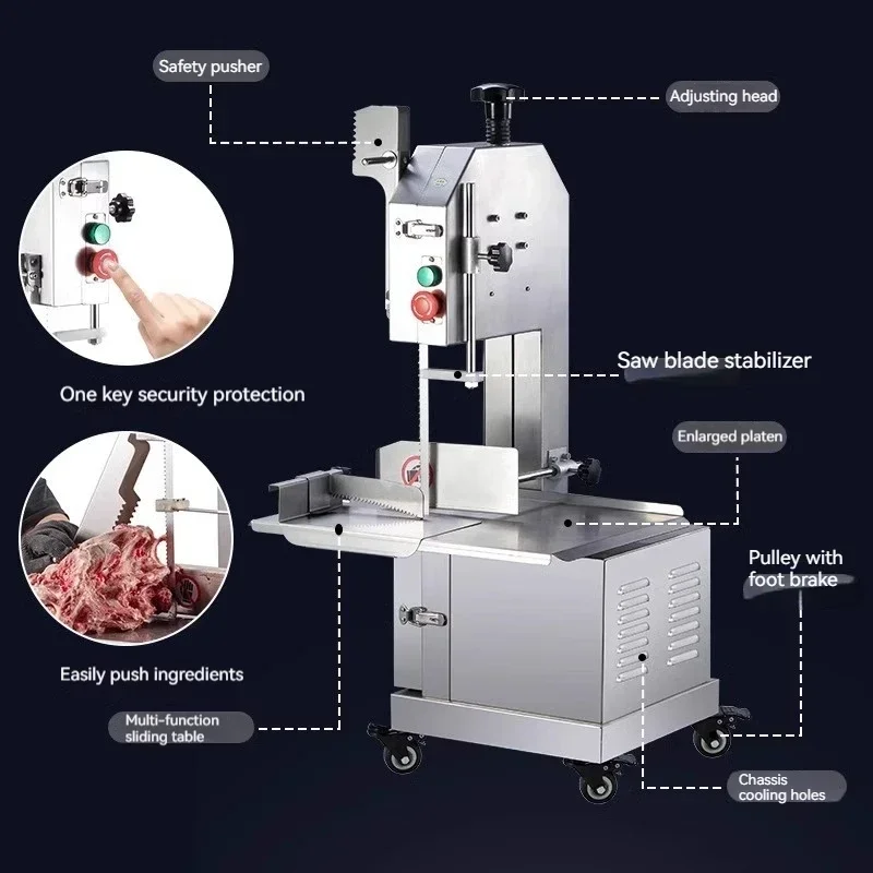 Automatic Bone Cutter Commercial Bone Sawing Cutting Machine Pork Ribs Frozen Pork Trotters Bone Steak Cutting Machine 4
