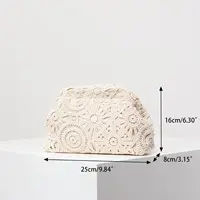 Pattern hollow woven bag, simple clutch bag, Bohemian clip bag, holiday casual straw purse, beach bag (random pattern) - Image 6