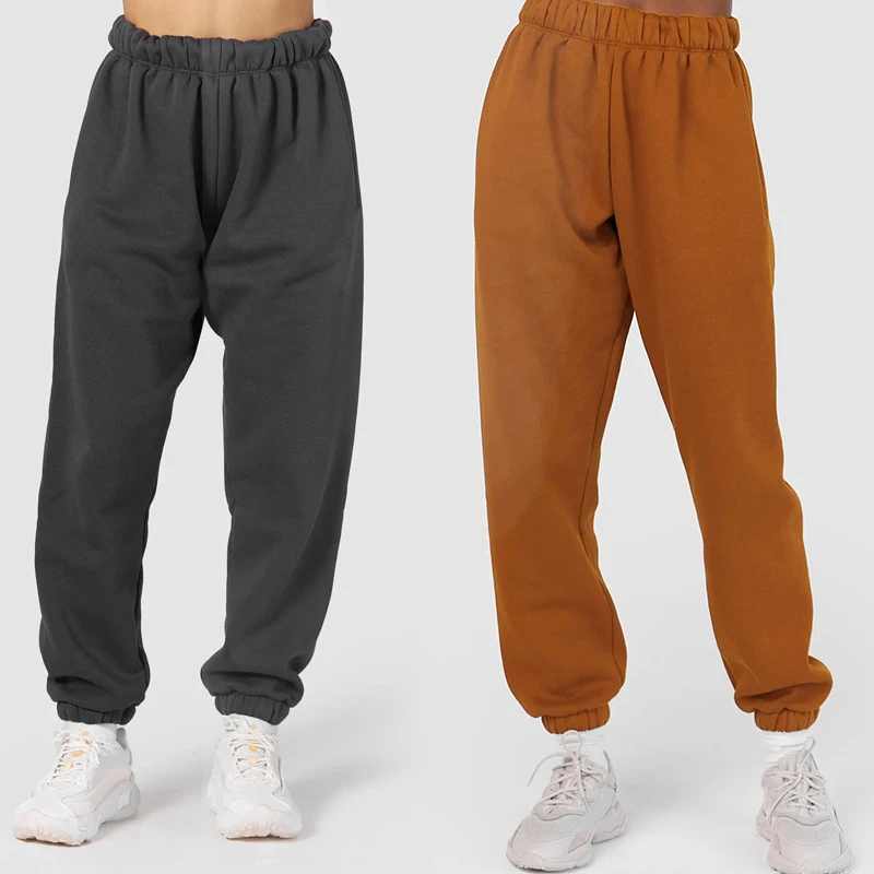 

2024 Autumn Winter Fashionable Sporty Casual Elastic Thickened and Plush Leggings Pants Solid Loose Fitting Women Sport Clothing