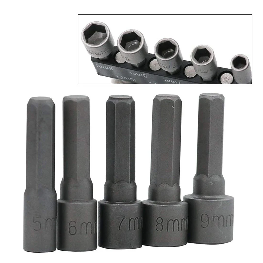9pcs 5-13mm Power Nut Drill Bit Set Hex Shank Metric Socket Wrench Adapter Kit 