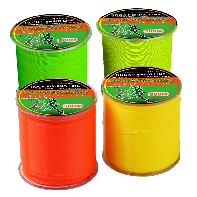 500mSemifloatingFishingLine4ColorsNylonMonofilamentLongThrow
