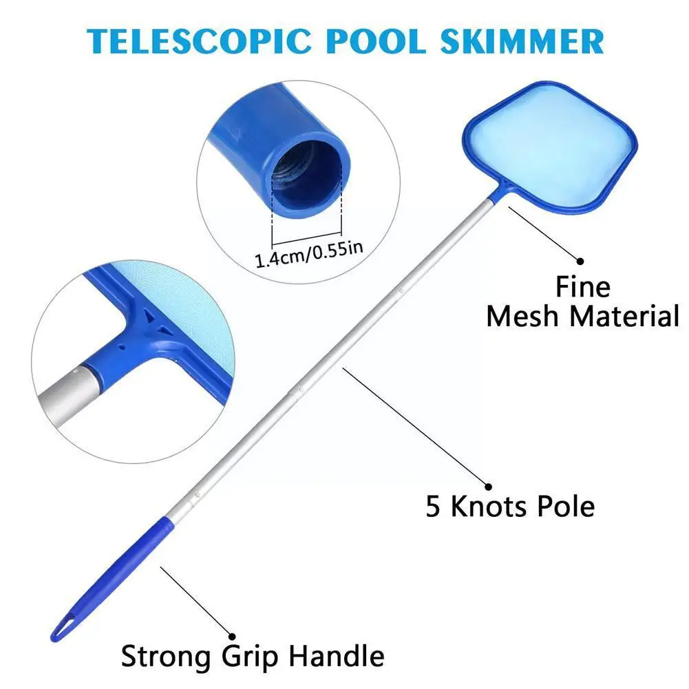 1pcs-Pool-Cleaning-Five-section-Pole-Net-Swimming-Pool-Leaf-Cleaning-Skimmer-Cleaner-Net-Accessories-Water.jpg 1Db Medence Tisztítása Ötrészes Pólus Nettó Úszóalevelek Tisztító Edzőtisztító Kiegészítők Vízmedence Mély Fogás C7R4 - Image 3