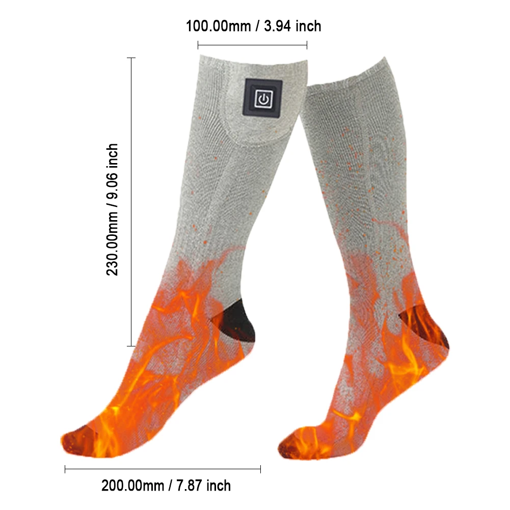 Electric Heated Socks 3 Level Temperature Electric Heating Socks Cold-Proof Warm Winter Socks Washable for Outdoor Skiing Hiking