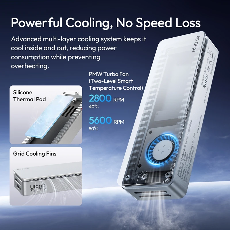 Ulanzi DT580 80Gbps M.2 NVMe SSD Enclosure for Windows/macos Systems Magnetic Attach Smart Circuit Protection For Data Engineers - Ảnh 4
